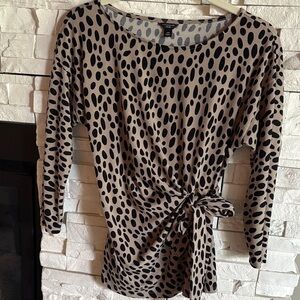 Ann Taylor Black and Tan Spotted Blouse